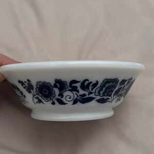 Avon Blue and White milk glass bowl